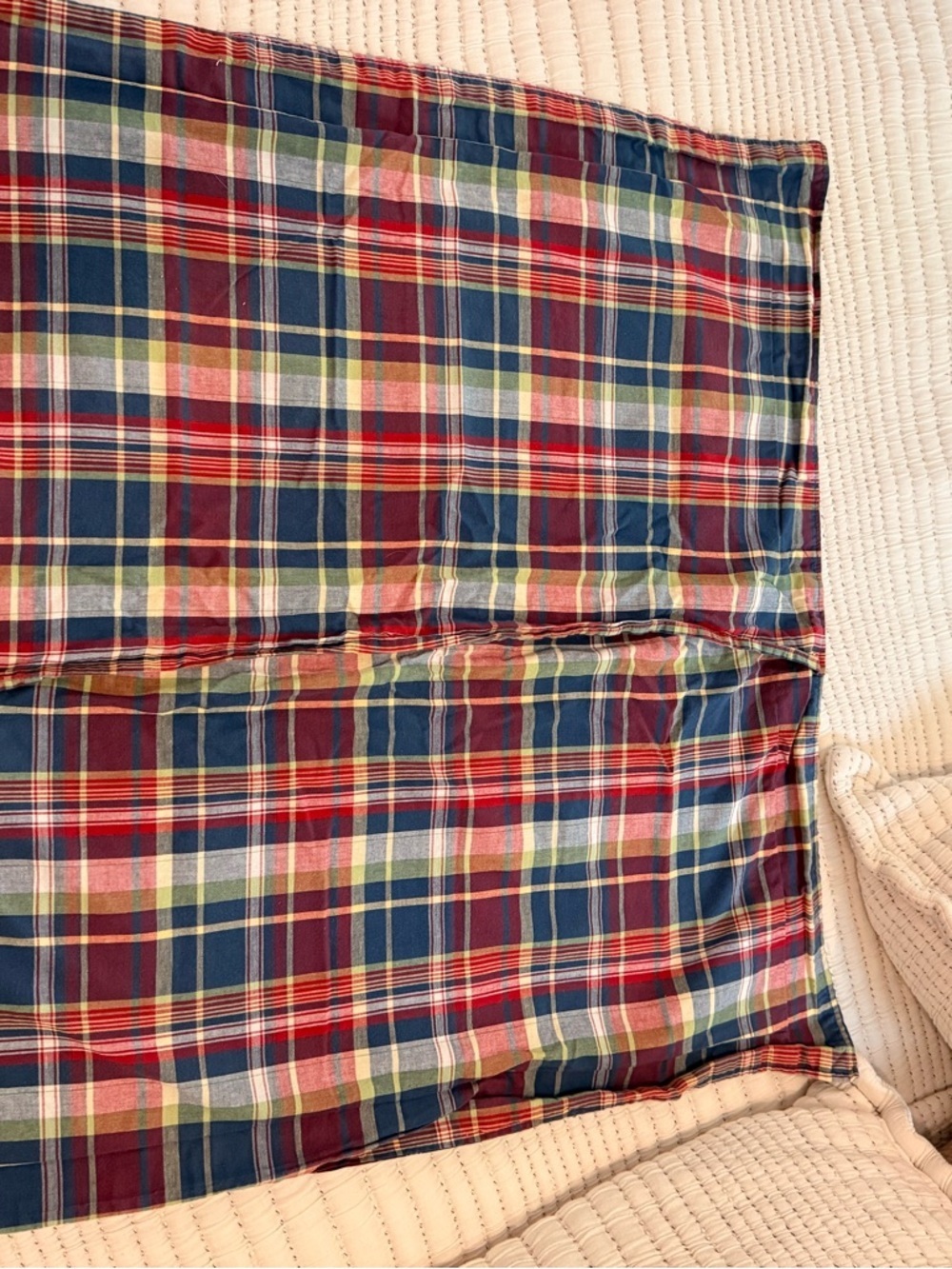 Ralph Lauren Garrison Plaid Cotton Euro Sham in Navy, Red & Green - Picture 2 of 2